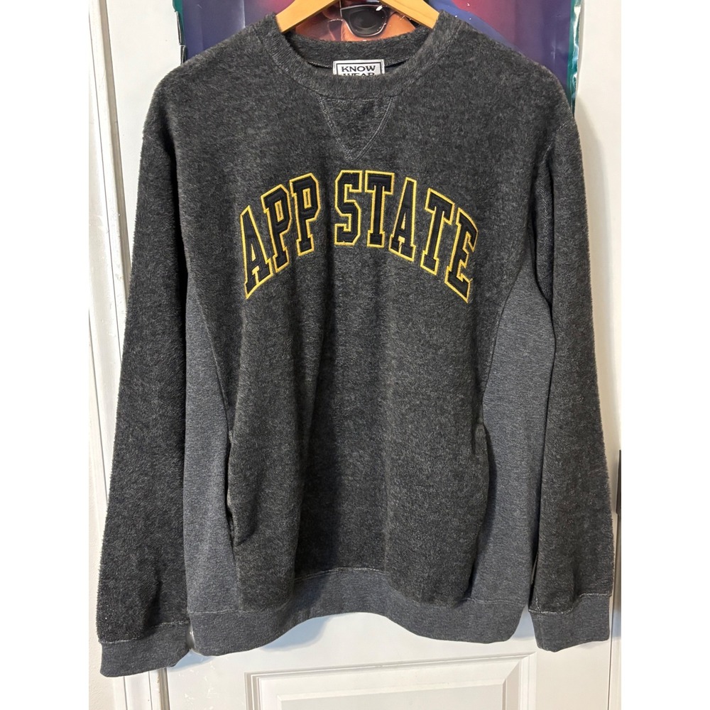 Know Wear App State Mountaineers Fleece Sweatshirt Mens Large Gray Crewneck